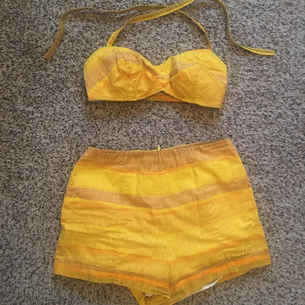 Rose Marie Reid 1950s bikini yellow swimsuit